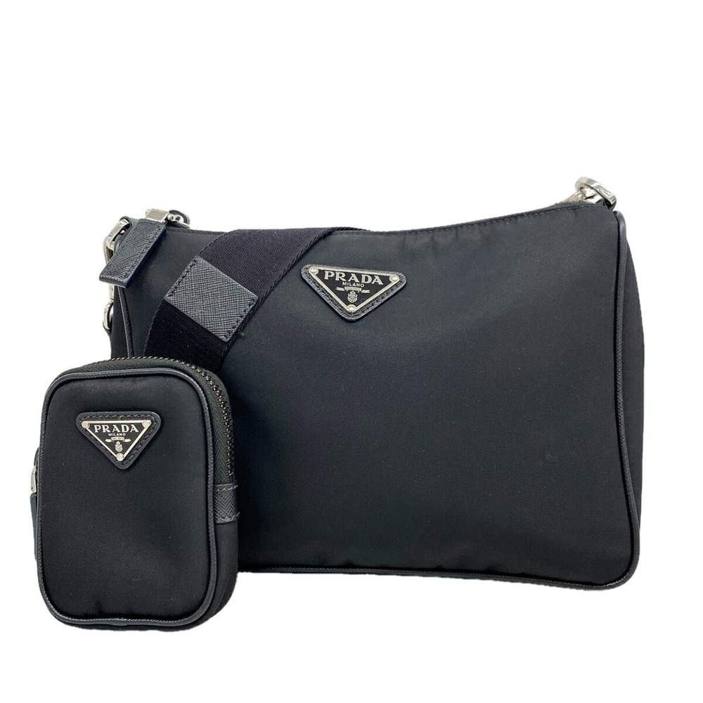 Prada Tessuto Nylon Shoulder Bag, Black, Women's